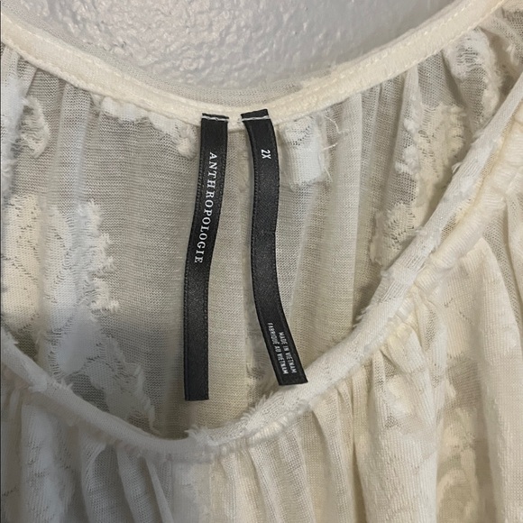 Anthropologie Cream Floral Blouse - Picture 3 of 5